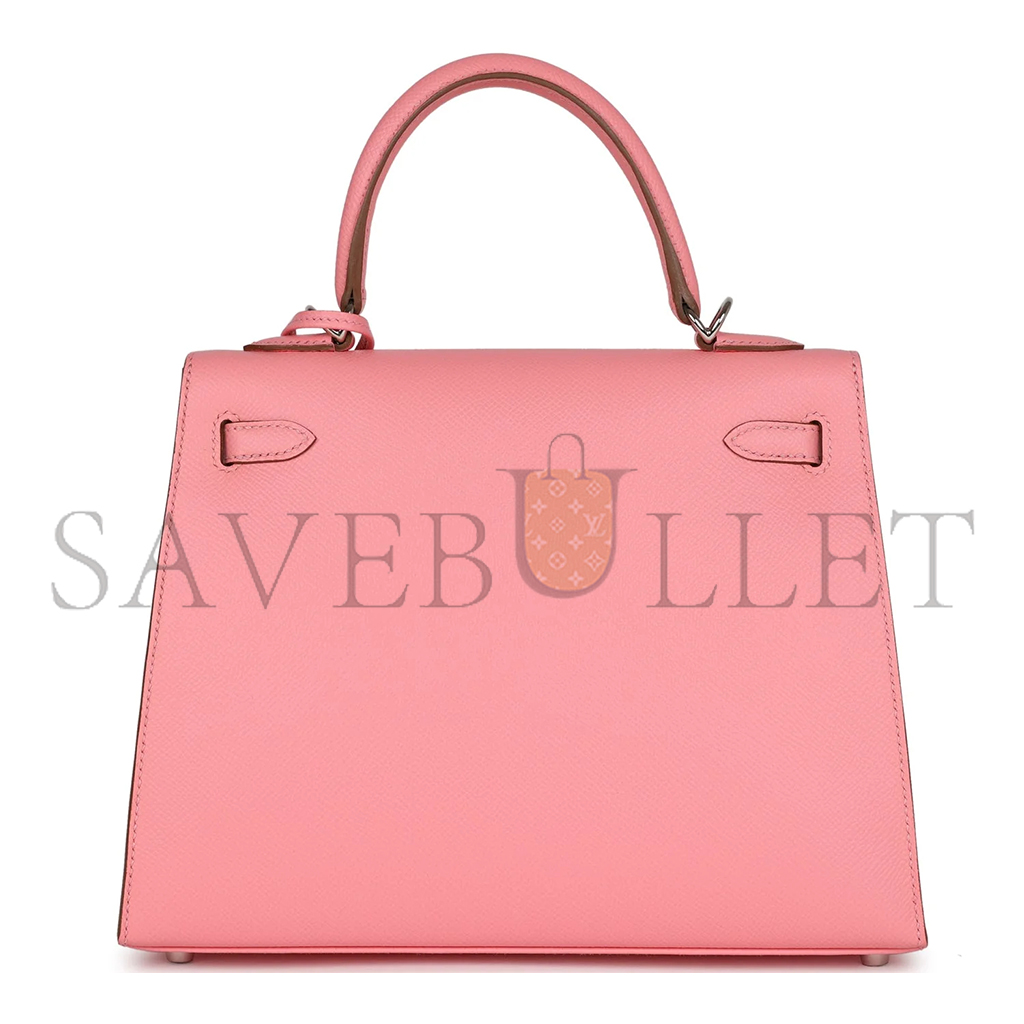 HERMÈS KELLY SELLIER 25 ROSE CONFETTI EPSOM PALLADIUM HARDWARE (25*19*9cm)